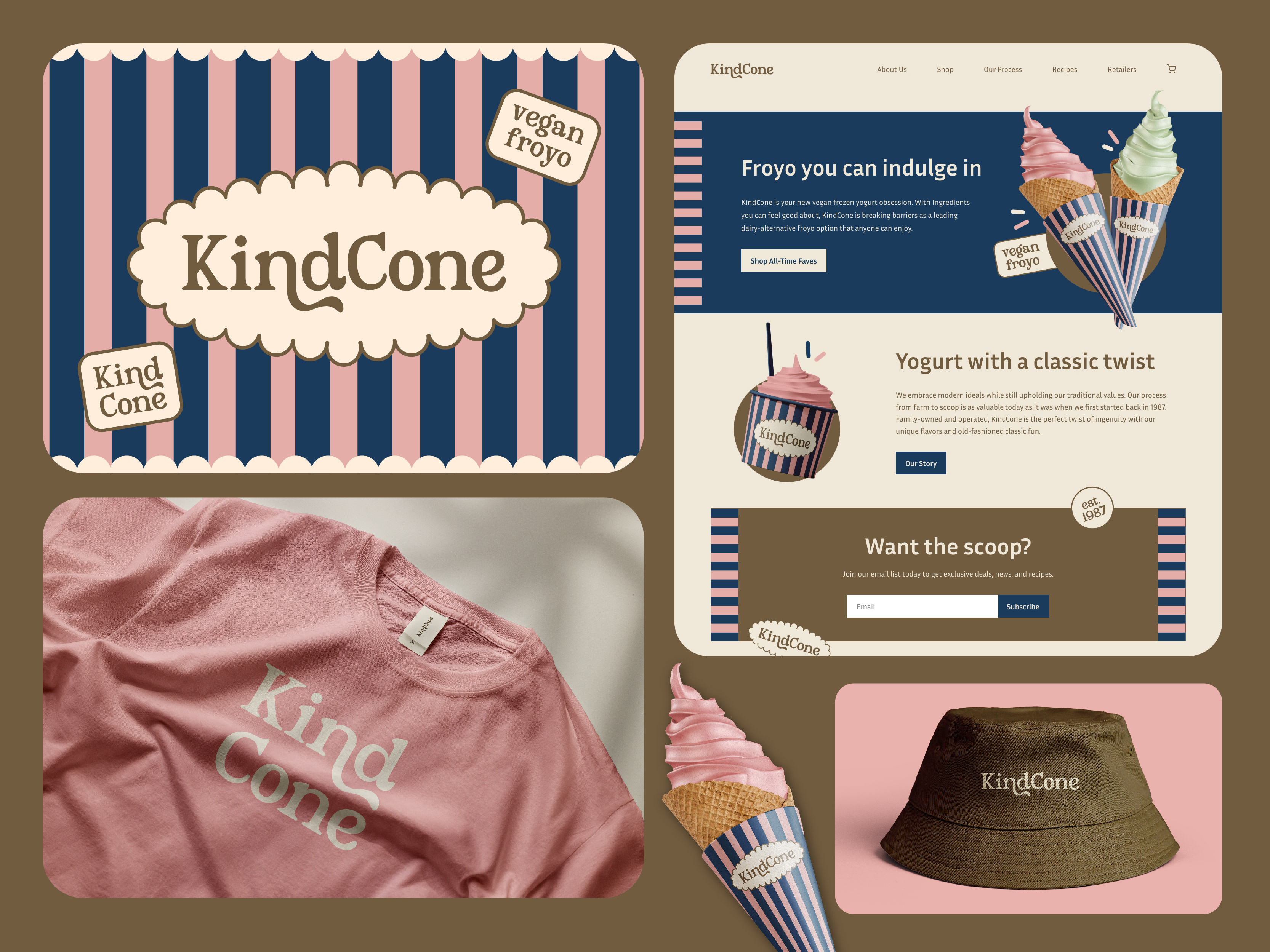 KindCone Froyo brand identity design food frozen yogurt graphic design logo ui vector