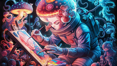 Fungi painting ai graphic design