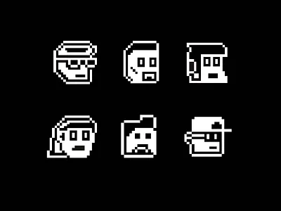 faces pixel art 1bit black and white faces cool faces faces pixel art pixel art faces