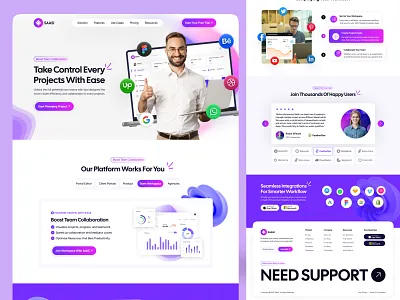 Project Management SaaS Website app design b2b website crm dashboard business software ui homepage landing page management minimal saas ui modern saas design modern startup site productivity platform project project management landing page saas saas website soft color project management task tracking uiux web design website workflows workspace