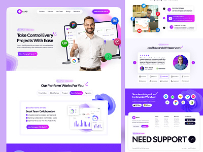 Project Management SaaS Website app design b2b website crm dashboard business software ui homepage landing page management minimal saas ui modern saas design modern startup site productivity platform project project management landing page saas saas website soft color project management task tracking uiux web design website workflows workspace