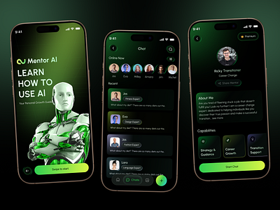 Mentor AI – Smart Learning & Chatbot Mobile App UI/UX ai assistant ai chat app design chat app chat bot chatbot interface creative figma design inspiration design learning app machine learning mentor ai minimal mobile mobile app mobile app design smart ai smart learning student app ui gradient