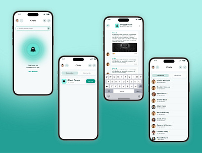 Community & Chat pages Mobiled app design chat chatbot community community page group mobile mobile app splash support ui vpn