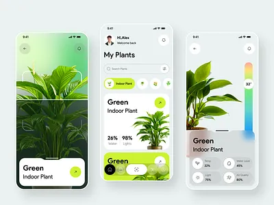 Smart Plant Care App UI Design appdesign greenliving homegarden minimaldesign mobileapp naturetech plantcare smartgarden uidesign uxui