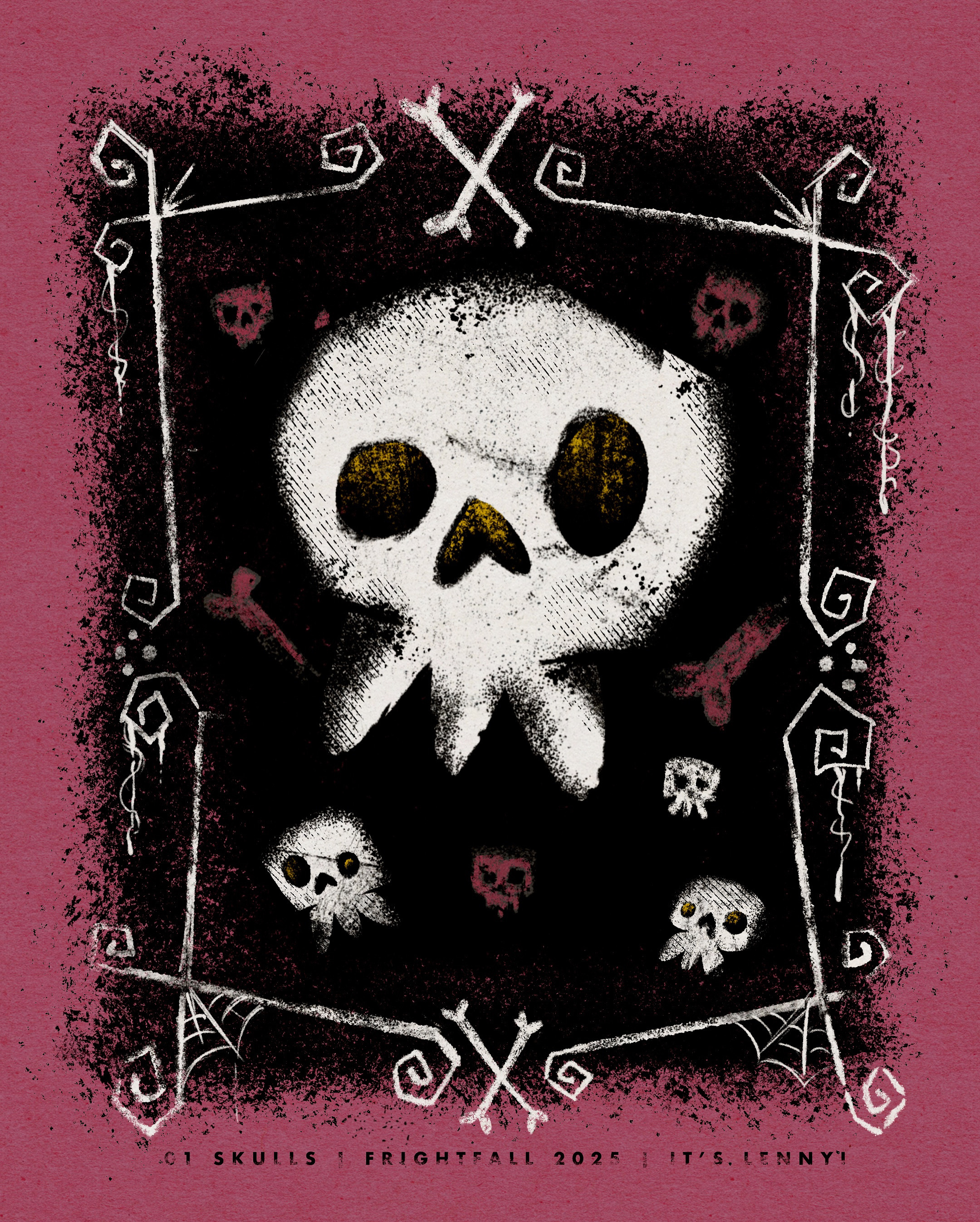 Fright Fall 2025 • 01 SKULLS illustration mid century modern procreate retro skulls vintage