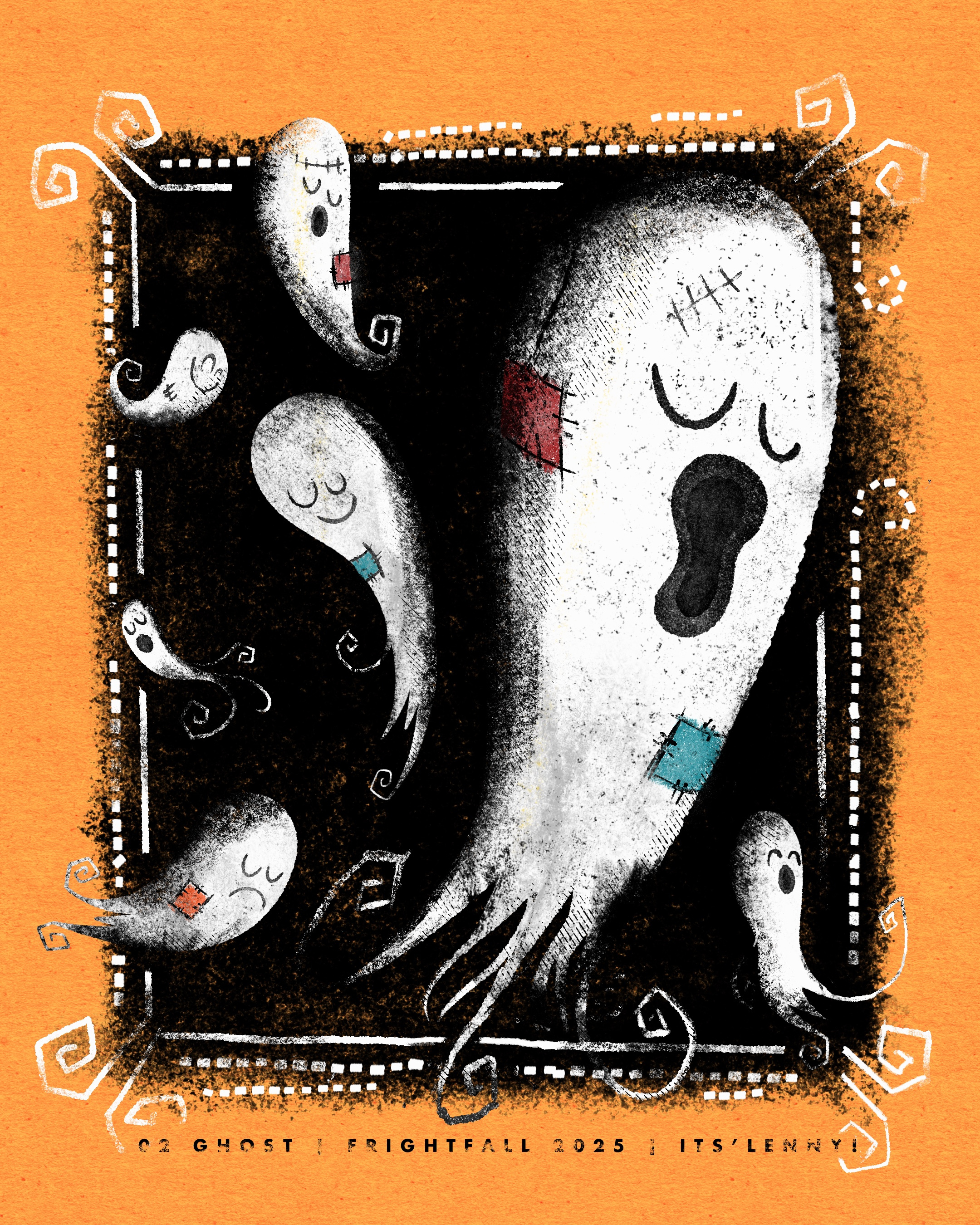 Fright Fall 2025 • 02 GHOST ghost illustration mid century modern procreate retro vintage