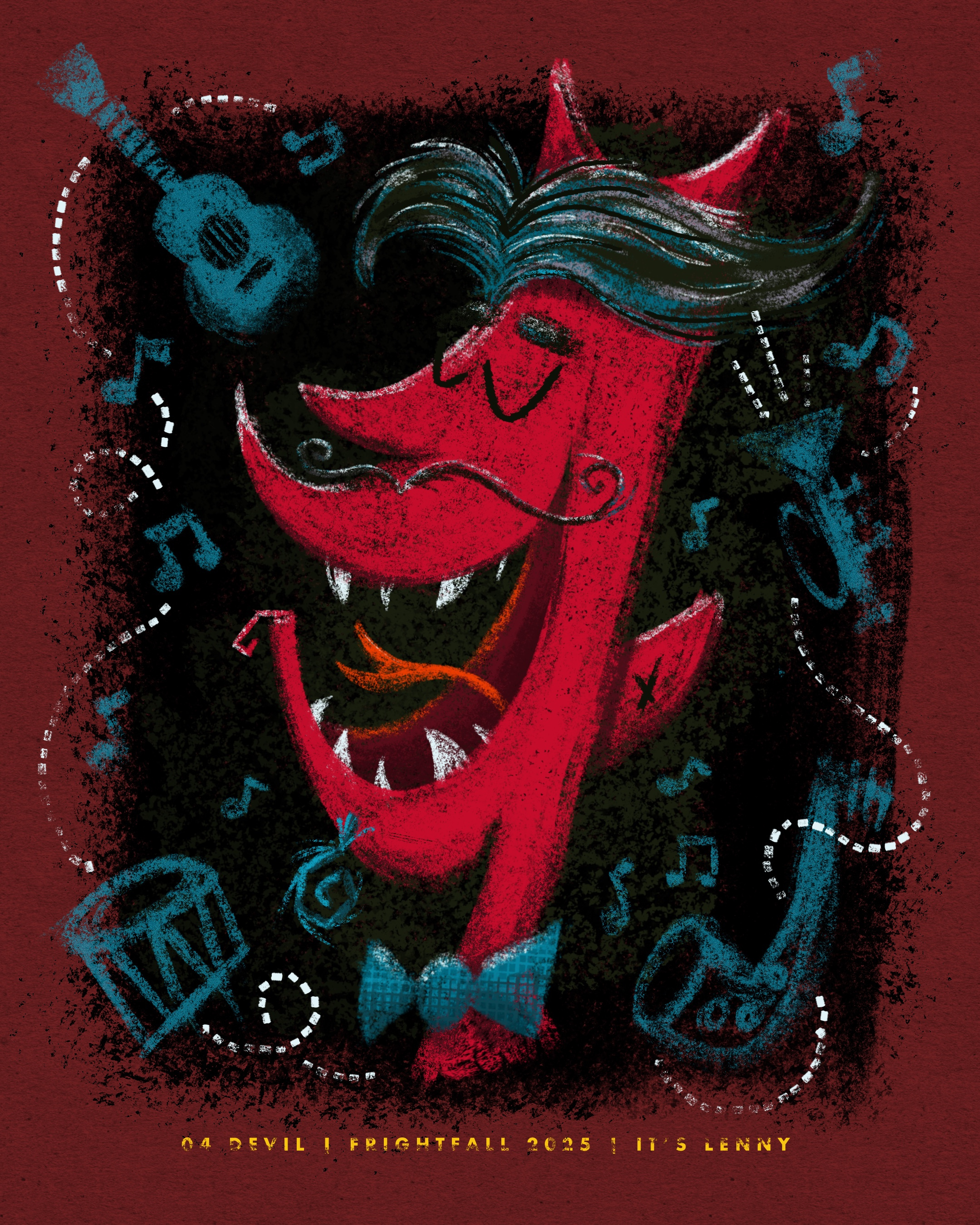 Fright Fall 2025 • 04 DEVIL blues devil illustration jazz mid century modern procreate retro vintage