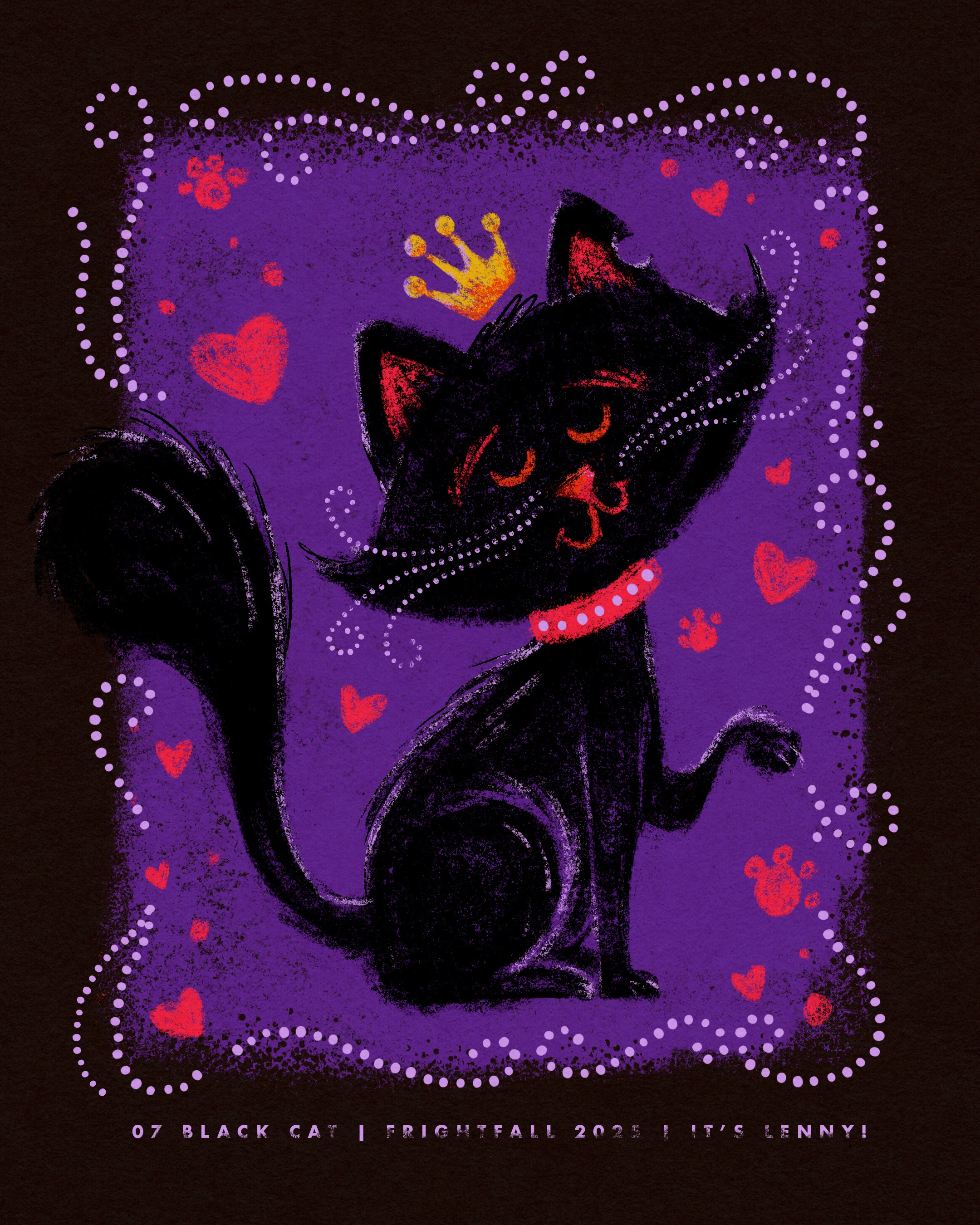 Fright Fall 2025 • BLACK CAT black cat cat crown illustration kitty mid century modern procreate retro vintage