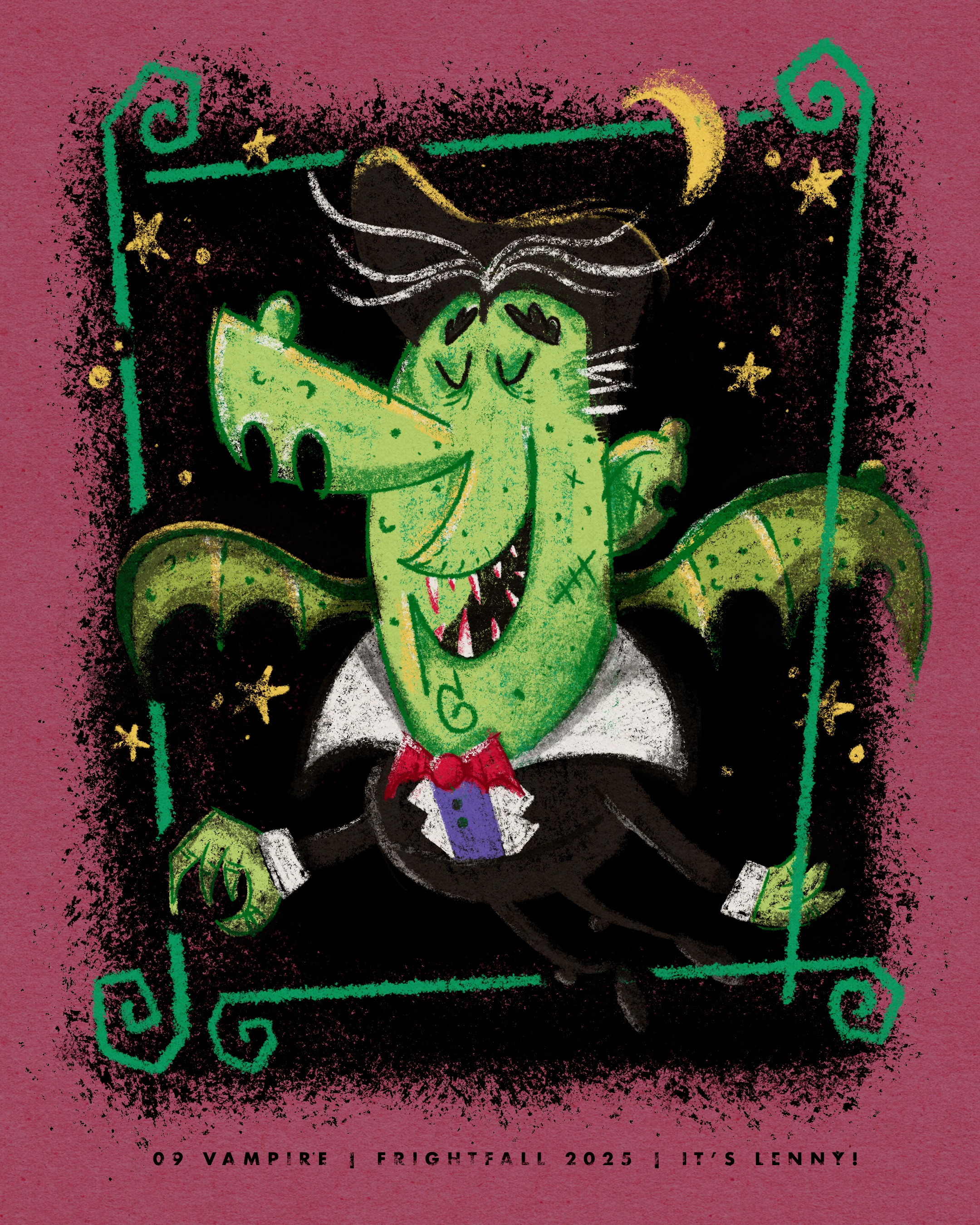 Fright Fall 2025 • 09 VAMPIRE illustration mid century modern procreate retro spooky vampire vintage