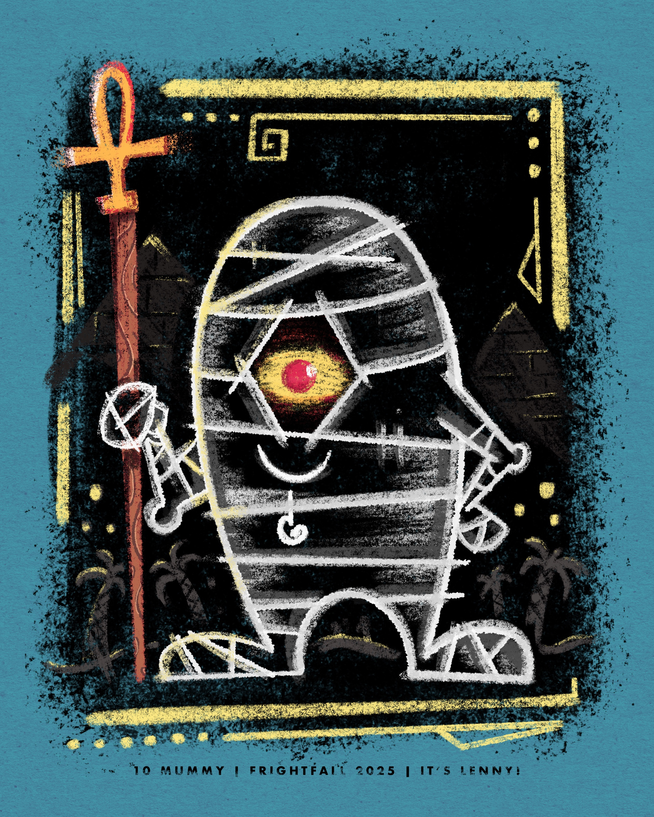 Fright Fall 2025 • 10 MUMMY illustration mid century modern mummy procreate retro vintage