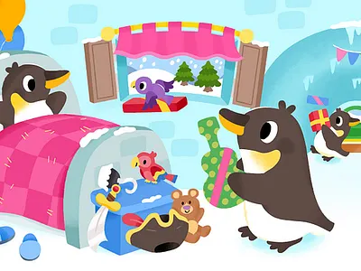 Penguin's party! 🐧 🎉 app branding design graphic design illustration logo typography ui ux vector