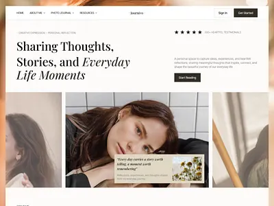 Personal Journal & Blog Landing Page for Thoughtful Writers blog clean content creator journal landing layout minimalist page portfolio reading storytelling ui website writing