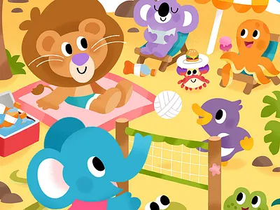 Beach buddies 🏖️ 🐸 app branding design graphic design illustration logo typography ui ux vector