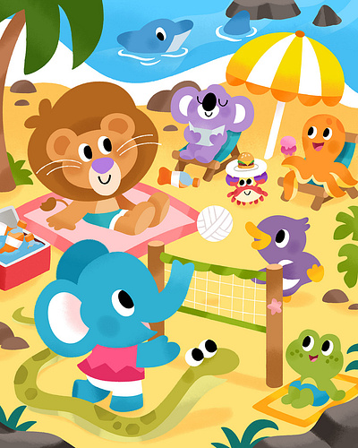 Beach buddies 🏖️ 🐸 app branding design graphic design illustration logo typography ui ux vector