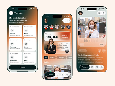 AI News & Article Mobile App UI Design ai news app app ui design application article breaking news content app media app mobile news news app news interface newspaper social media voice news world news