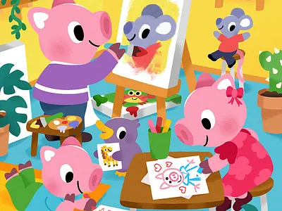 Art buddies! 🐖 🐁 🐧 app branding design graphic design illustration logo typography ui ux vector