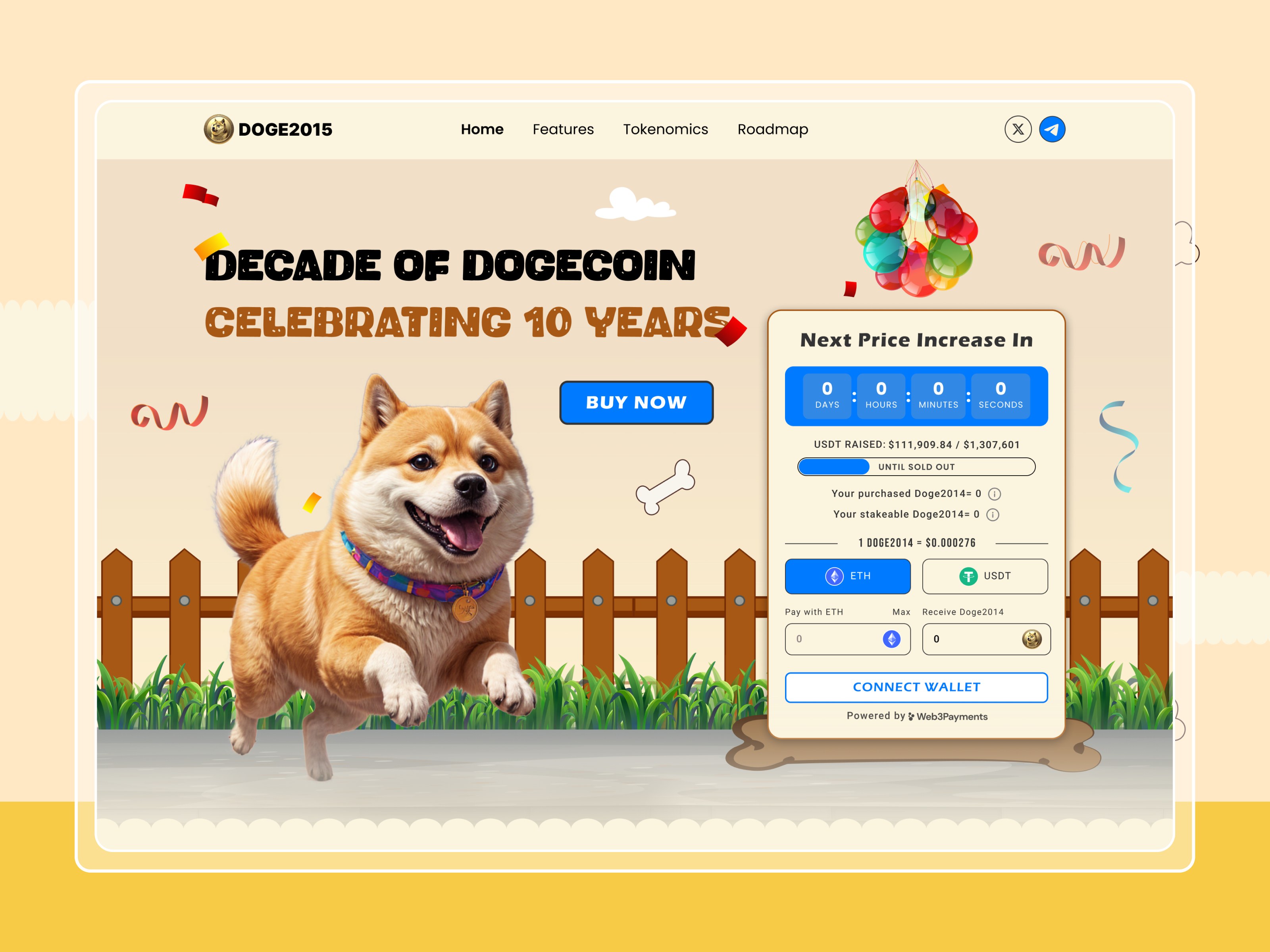 Dogecoin Anniversary Presale Landing Page UI by Atiqur Rahman ✪‌ on Dribbble