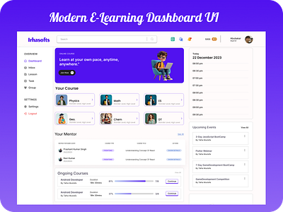 E-Learning Dashboard UI Design learning analytics.