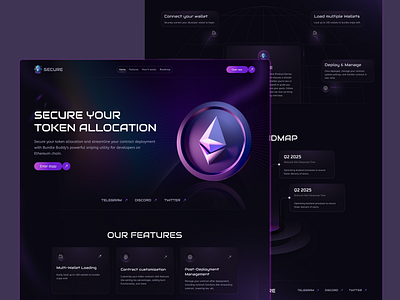 Token Allocation & Contract Deployment Platform UI blockchain token crypto landing page crypto token defi platform developer tool ui ethereum ethereum dashboard ethereum landing page ethereum website token token landing page token management token website web design web3 design web3 token
