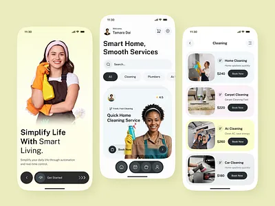 Smart Home Services Mobile App UI home automation home control app home management app home services app minimal design mobile ui design modern ui smart home app smart home ui smart living