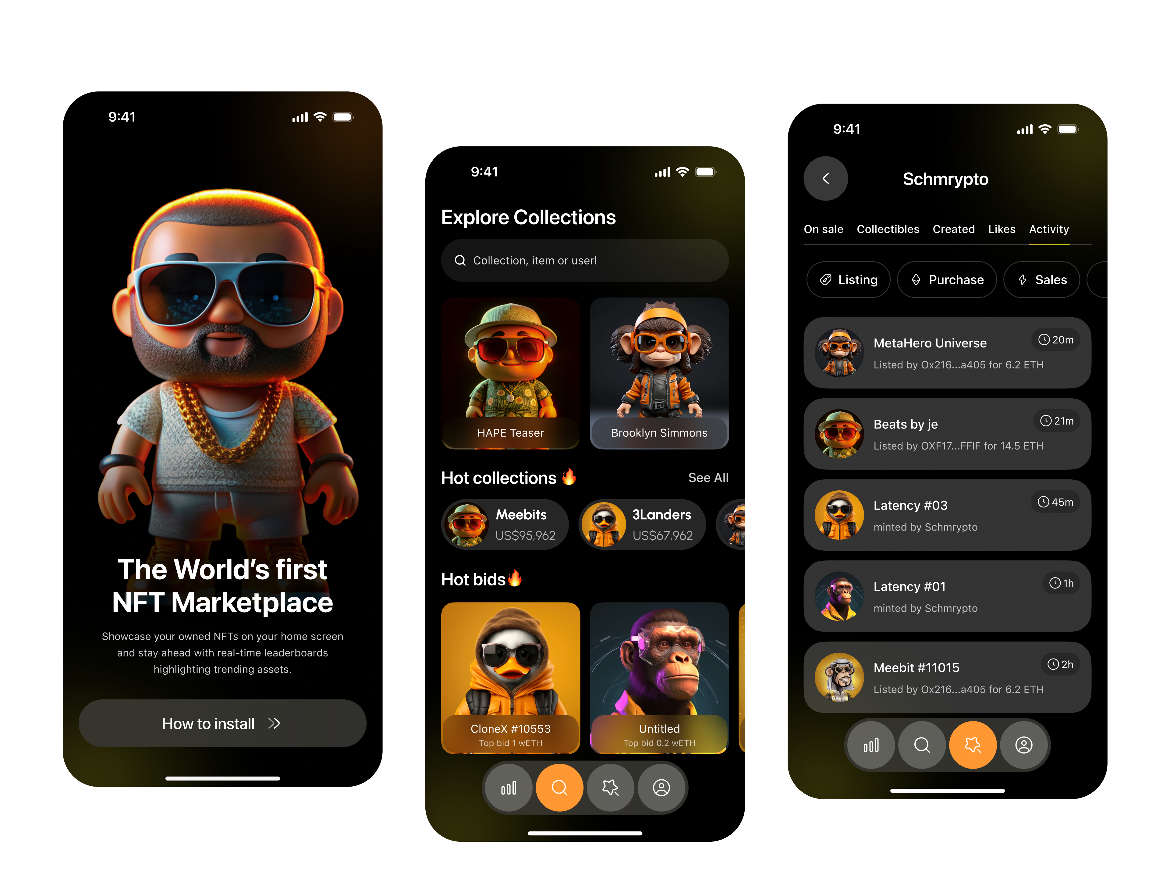 Example of Nft Mobile App / Landing Page / Website