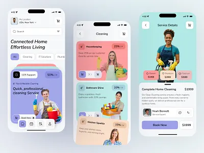 Intelligent Home Services App app app design booking app cleaning app home cleaning home service app home services app house cleaning app intelligent home ios app mobile app online booking app service app service booking services app