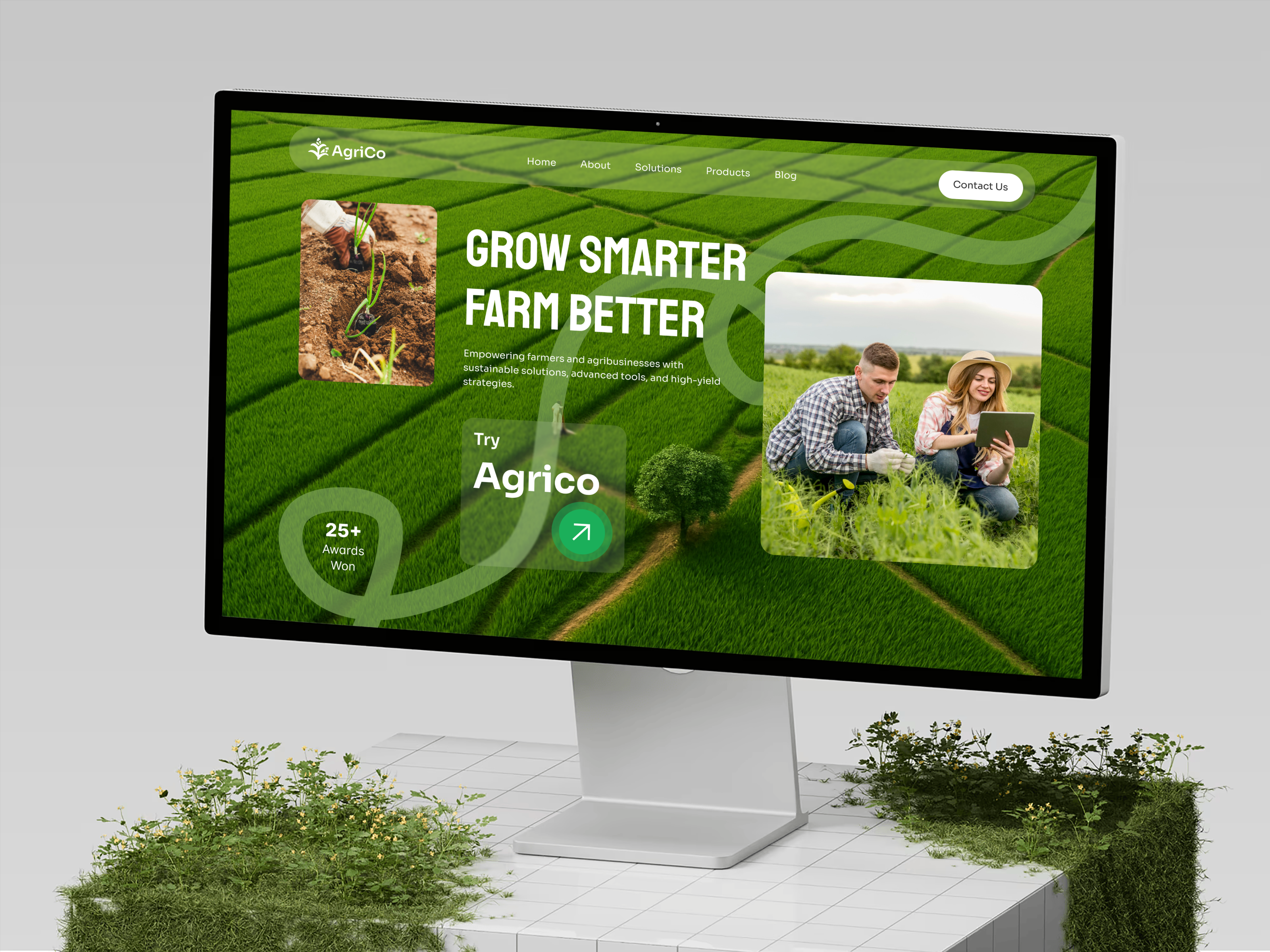 AgriCo—Modern Agriculture Landing Page agriculture landing page agriculturetech creativewebdesign digital farming ecofriendlydesign farming farming landing page farming technology greenherbest intuitif design landingpage web design website