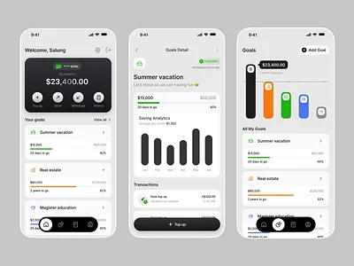 Saving money app exploration 🤑 app app design bank branding design finance fintech goals income logo mobile salung saving app spark pixel ui ui design ui ux