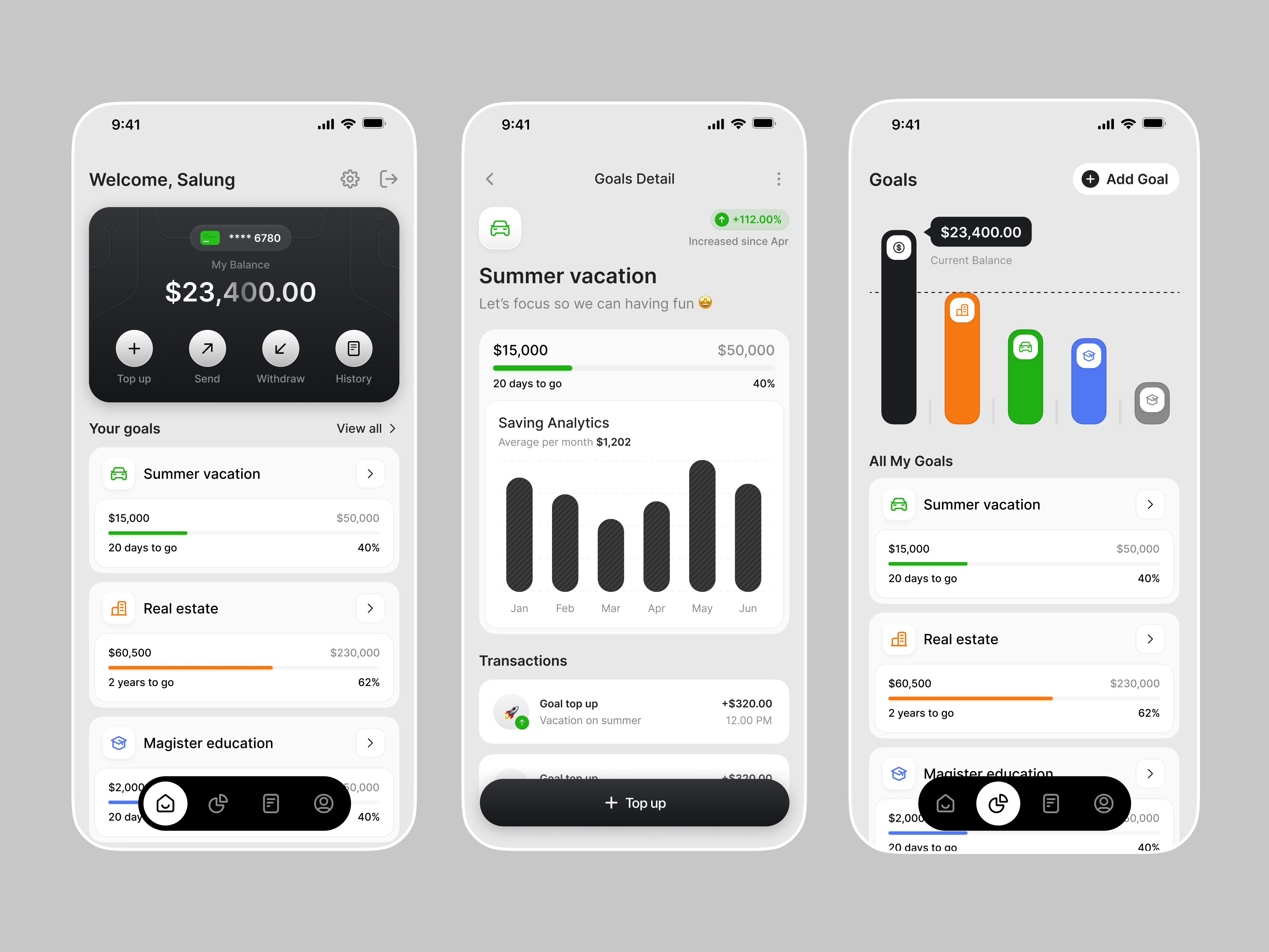 Example of Saving money app exploration 🤑