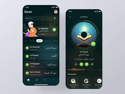 Quran - Mobile App alquran app design audio design designer islam islamicapp muslim muslimapp quran quranapp ui uiux ux