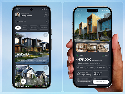 Real Estate App UI – Modern Dark Mode Property Finder 2025 trends app design mobile mobile app property app property finder real estate real estate app