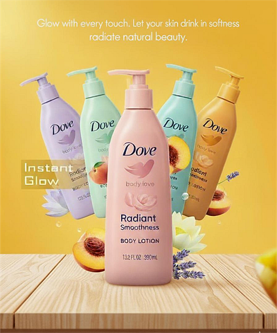 Dove Body Love advertising behance body care body essentials body lotion body love branding canva dove dove body lotion dribbble glow graphic design hydrating skin illustration illustrator radiant glow skin care social media