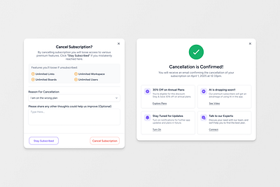 Cancel Subscription .product design popups ui ux