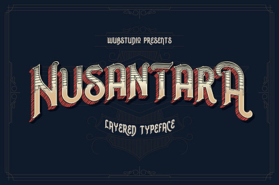 Nusantara Layered Typeface branding classic decorative display font family graphic design layered logo motion graphics nusantara layered typeface retro sign painter vintage western sign