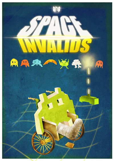 "Sapce Invalids" art branding cartoon color pencil design digital painting draw dream fun handicap illustration retro gaming space invader vintage water ink