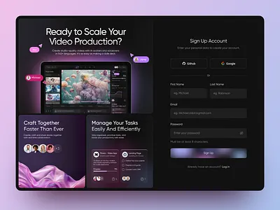 AI Video Production Web App UI ai design ai platform ai powered ai video creative dashboard dark theme dashboard design data visualization interactive dashboard modern ui motion design product design ui ux video creation video editing video production web app web design
