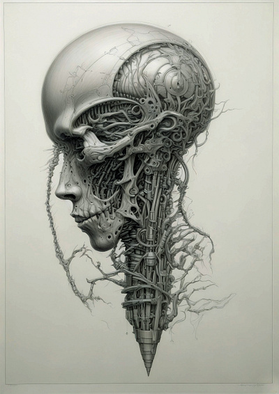 Pencil to Digital ai art alien digital art graphic design hr geiger pencil art xenomorph