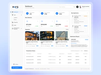 Property Management Dashboard dashboard landlord management products properties realestate rent rentalwebapp tenants webapp