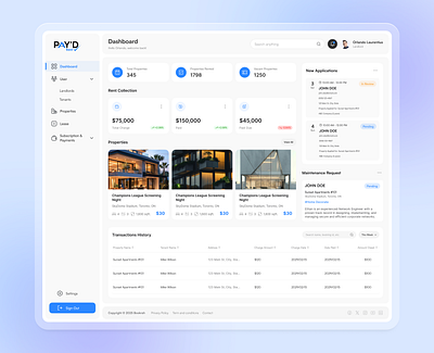 Property Management Dashboard dashboard landlord management products properties realestate rent rentalwebapp tenants webapp