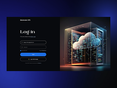 Login Screen for VPS dark login ui ux web design