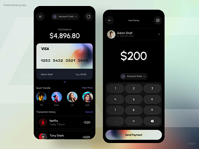 Mobile Banking App adom app app design app ui bank app banking app finance app mobile banking app money transfer app ui ux