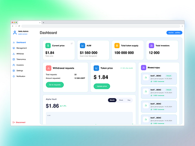 Cripto Fund Dashboard admin cripto cripto fund dashboard statistics