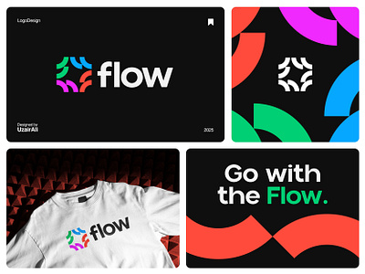 Flow logo and branding abstract bento brand identity branding colorful flow graphic design letter f logo logo design minimal modern presentation vibrant wave