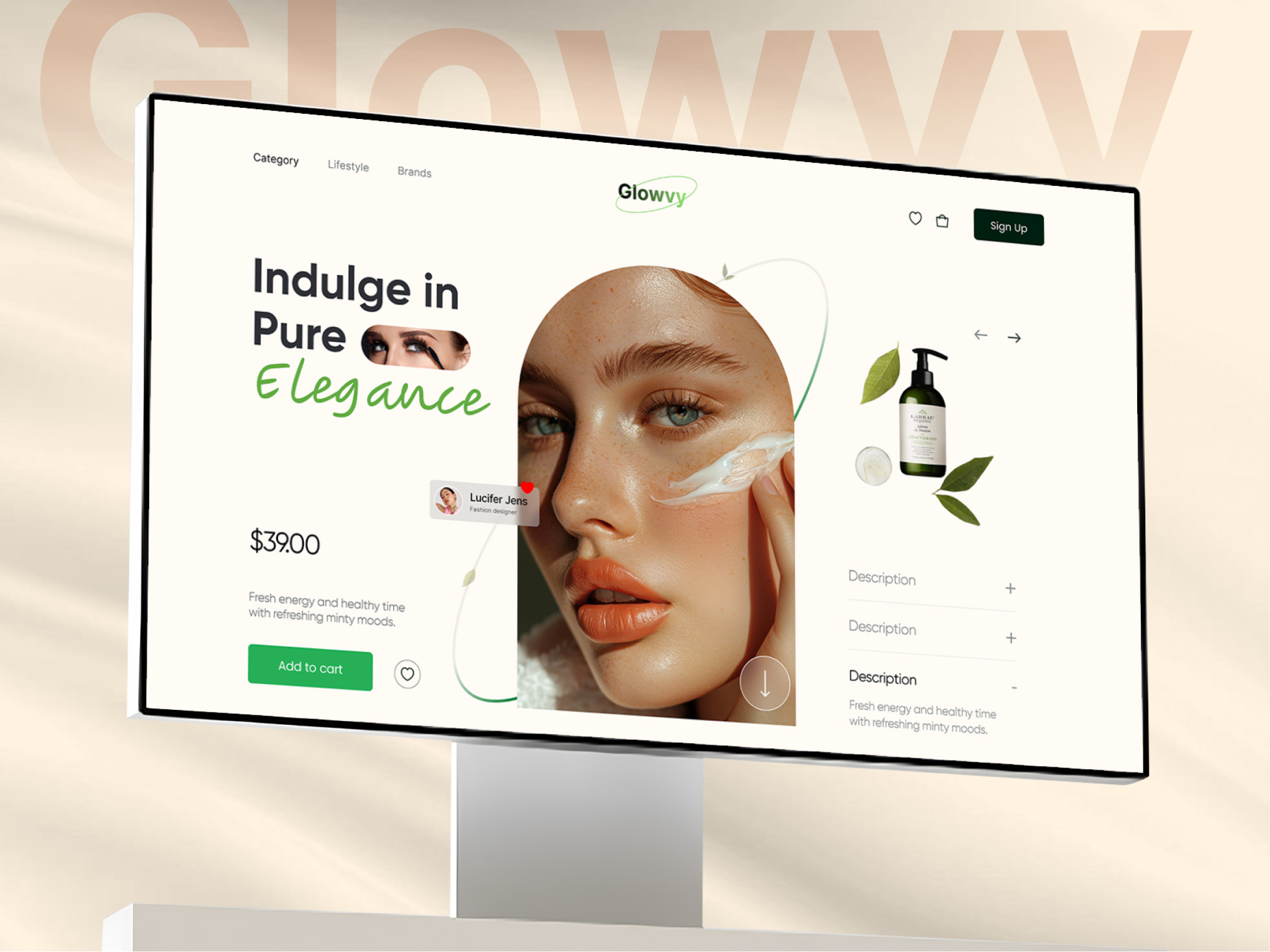 Skincare Website - Landing Page UI Design beauty beauty product clean cosmetic website cosmetics ecommerce ecommerce web design inspiration nature online store organic product page design serum shopify store skincare skincare products skincare website ui uiux web design