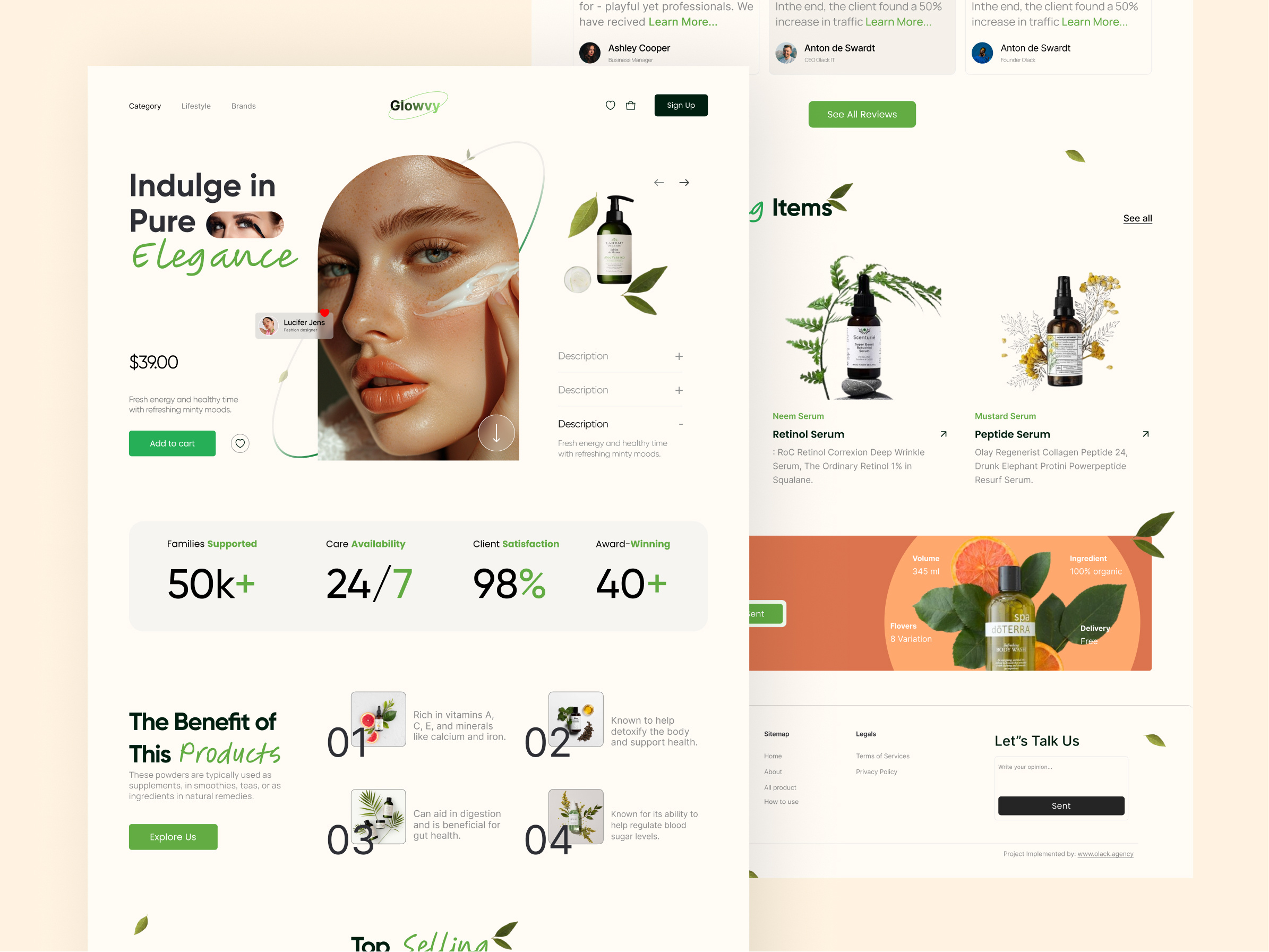 Example of Skincare Website Design