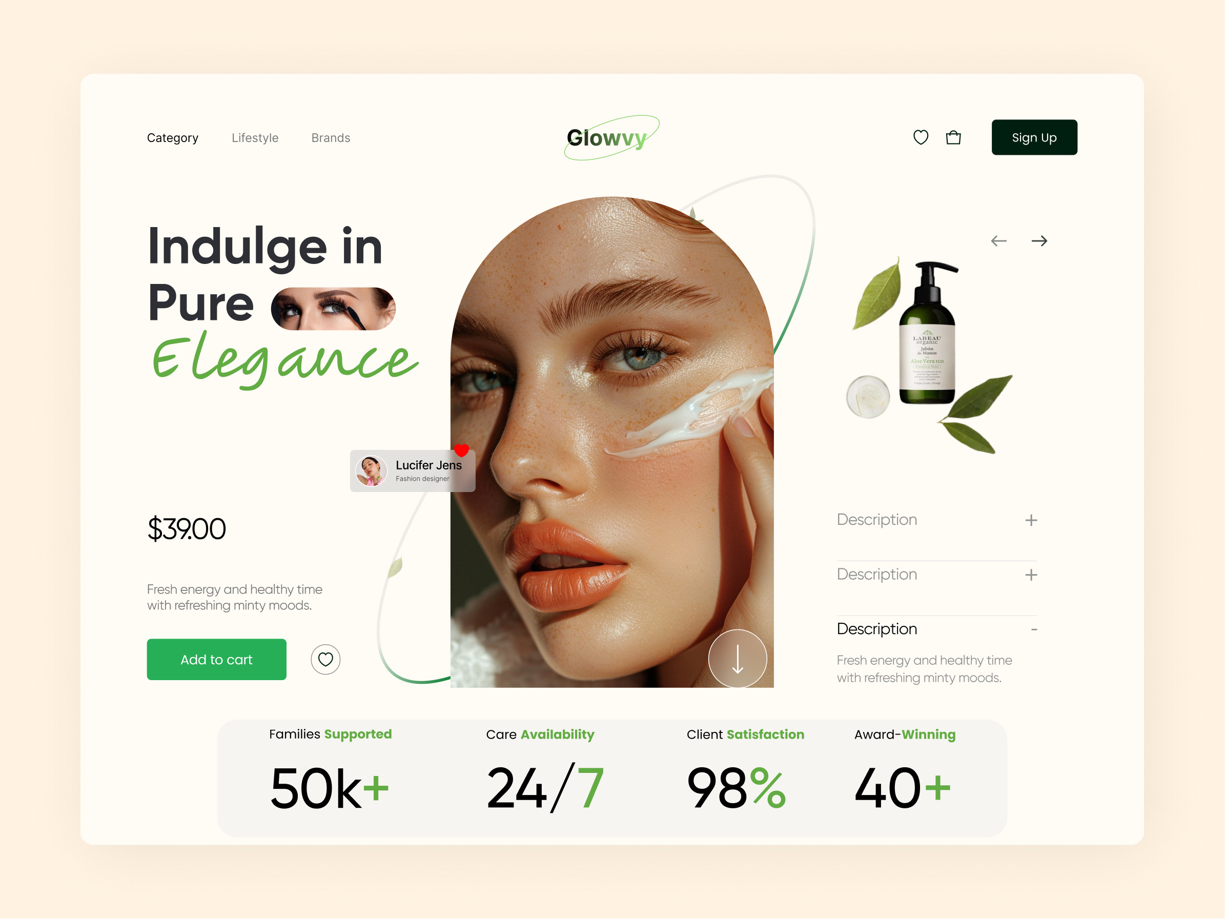 Example of Skincare Website Design