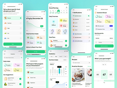 Nutrition App app design clean design diet app health and fitness health app minimal design mobile nutrition app