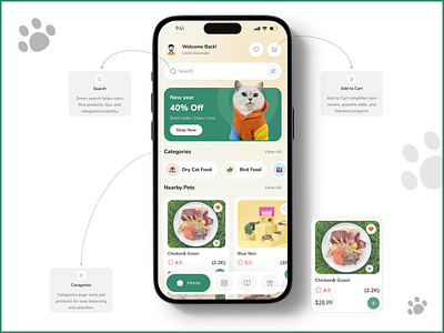 Pet Care Mobile App UI/UX Design animal animal doctor app cat dog home page minimal mobile mobile app pet pet adopt pet care pet care mobile pet care mobile app pet care mobile app design pet food pet product shop ui ui design