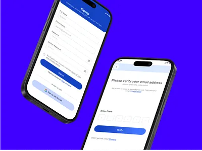Blue Mobile App Sign-up & OTP Verification Flow adobe app redesign bank branding design figma fintech forget illustration logo otp password signup ui ux verification xd