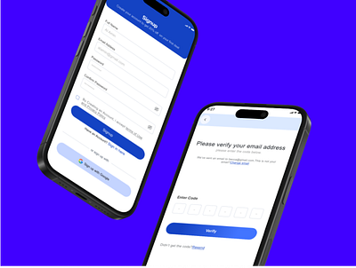 Blue Mobile App Sign-up & OTP Verification Flow adobe app redesign bank branding design figma fintech forget illustration logo otp password signup ui ux verification xd